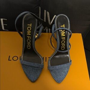 SOLD…. Tom Ford Padlock Naked Denim Heels